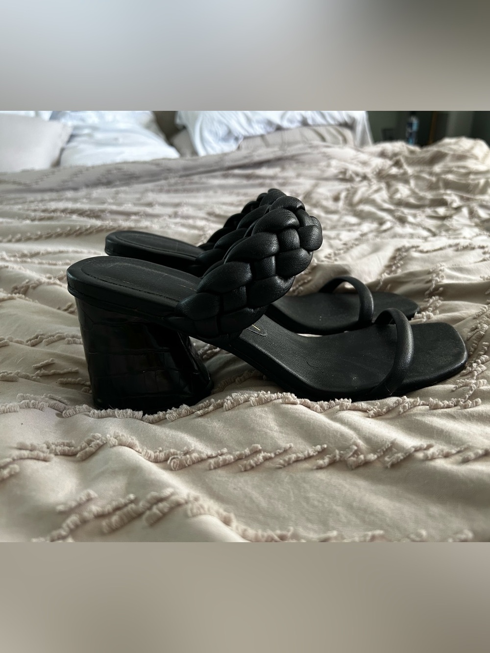 Dolce Vita Black Braided Strap Block Heel Mules